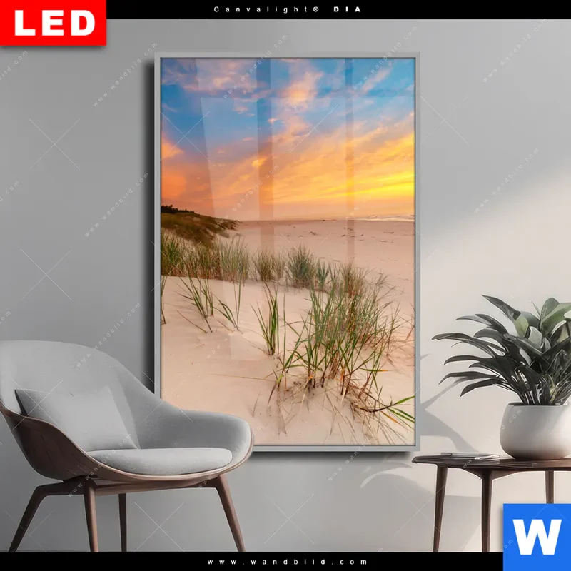 Wechselmotiv Acrylglas Canvalight® DIA | Abendlicht an der Küste | Hochformat