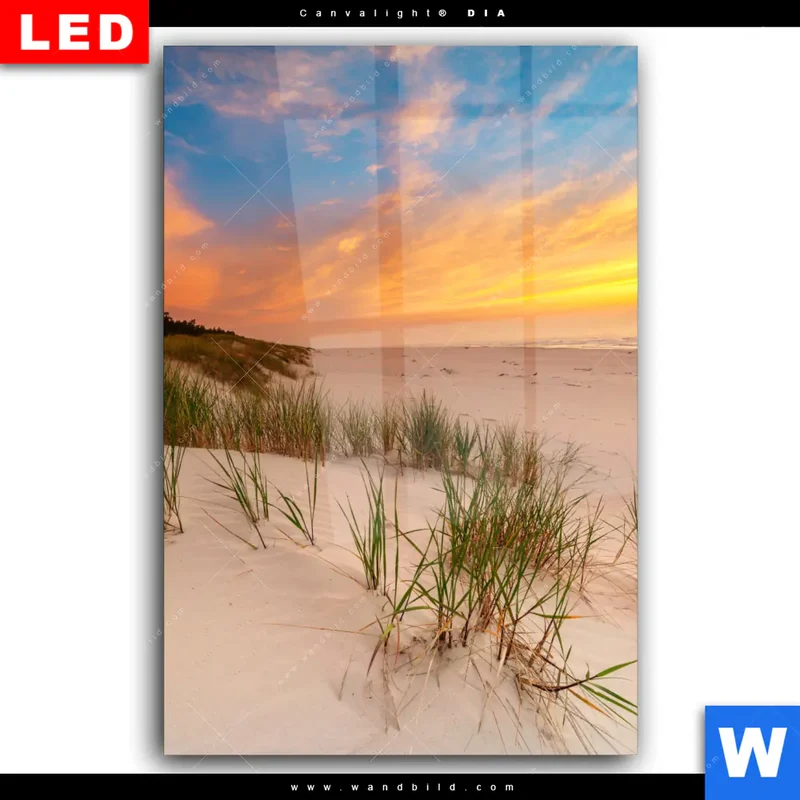 Wechselmotiv Acrylglas Canvalight® DIA | Abendlicht an der Küste | Hochformat