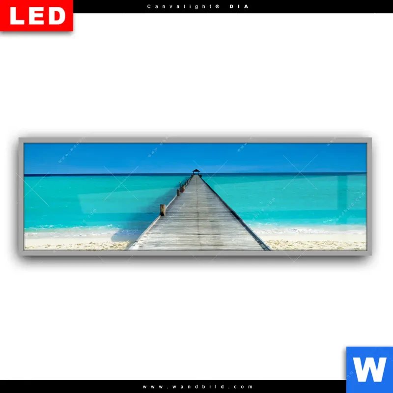 Leuchtbild Acrylglas Canvalight® DIA | Steg ins endlose Blau | Panorama