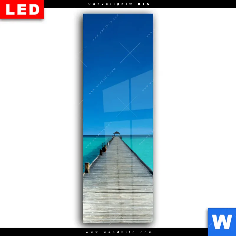 Wechselmotiv Acrylglas Canvalight® DIA | Steg ins endlose Blau | Schmal