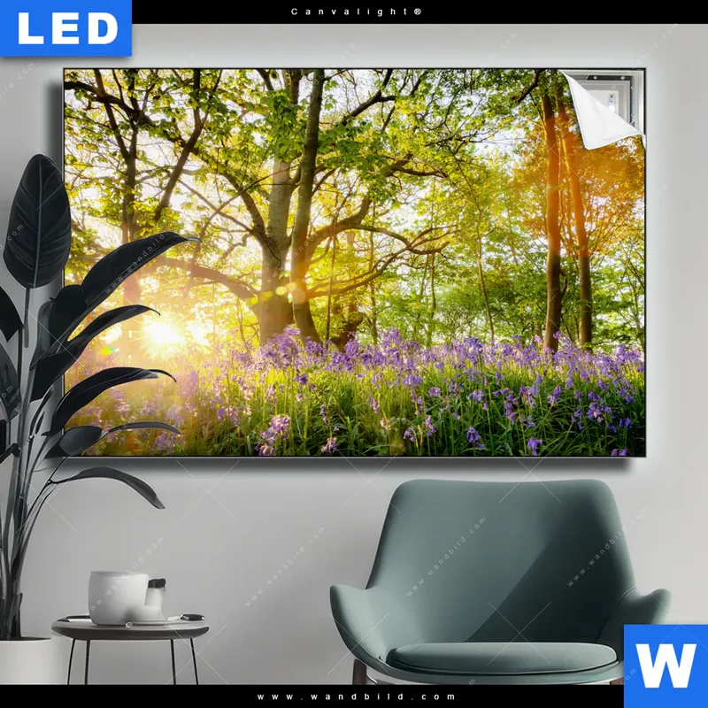 Canvalight® Leuchtbild | Frühlingserwachen zwischen Bäumen | Querformat