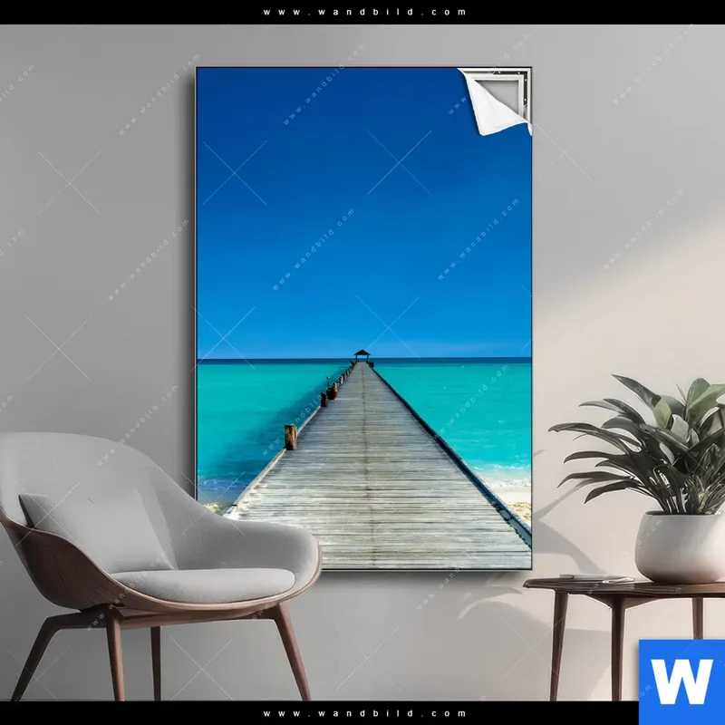 Spannbild | Steg ins endlose Blau | Hochformat