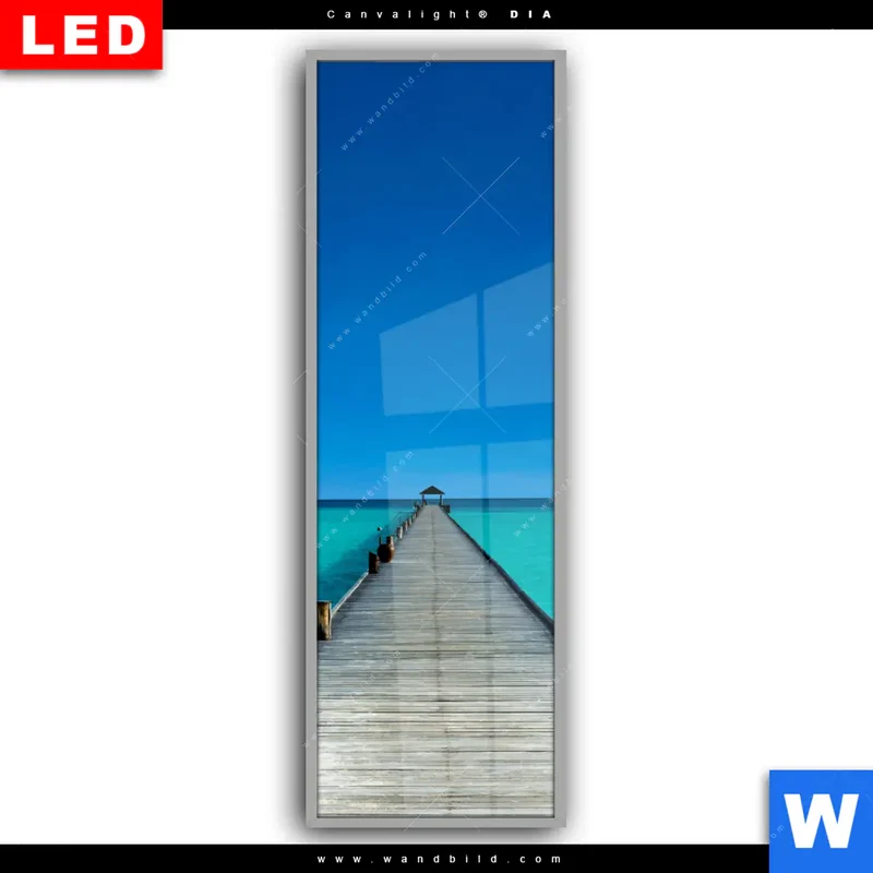 Leuchtbild Acrylglas Canvalight® DIA | Steg ins endlose Blau | Schmal