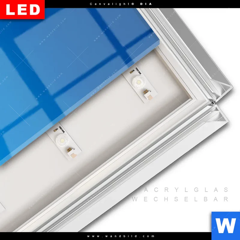 Leuchtbild Acrylglas Canvalight® DIA | Steg ins endlose Blau | Schmal