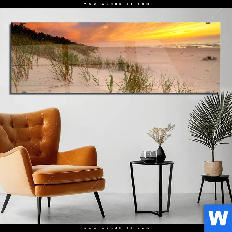 Acrylglasbild | Abendlicht an der Küste | Panorama