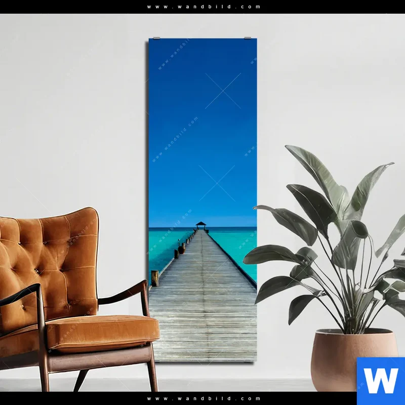 Alu-Dibond Bild | Steg ins endlose Blau | Schmal