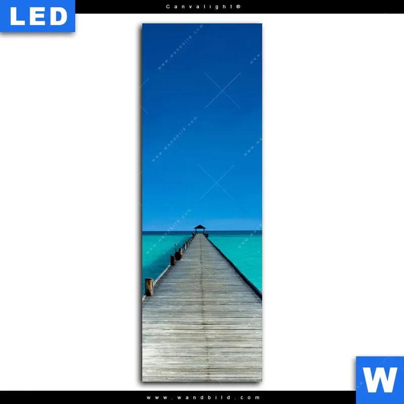 Canvalight® Leuchtbild | Steg ins endlose Blau | Schmal
