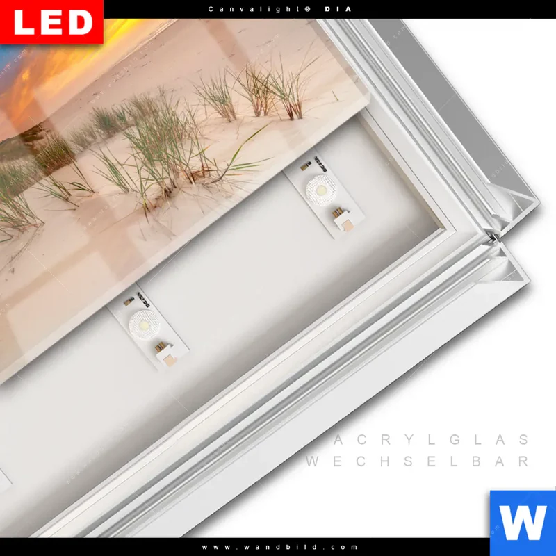 Leuchtbild Acrylglas Canvalight® DIA | Abendlicht an der Küste | Querformat