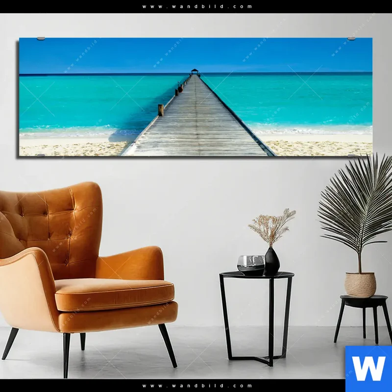 Alu-Dibond Bild | Steg ins endlose Blau | Panorama