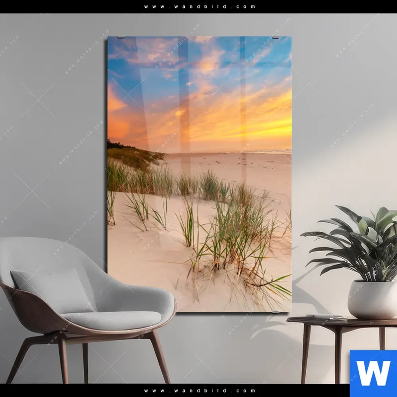 Acrylglasbild | Abendlicht an der Küste | Hochformat