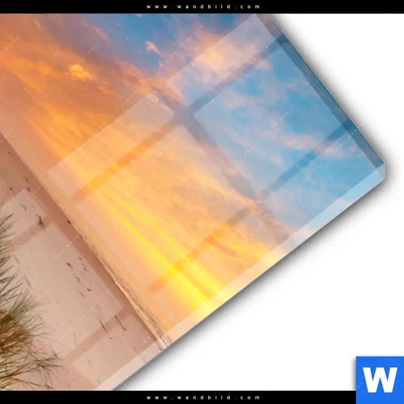 Acrylglasbild | Abendlicht an der Küste | Hochformat