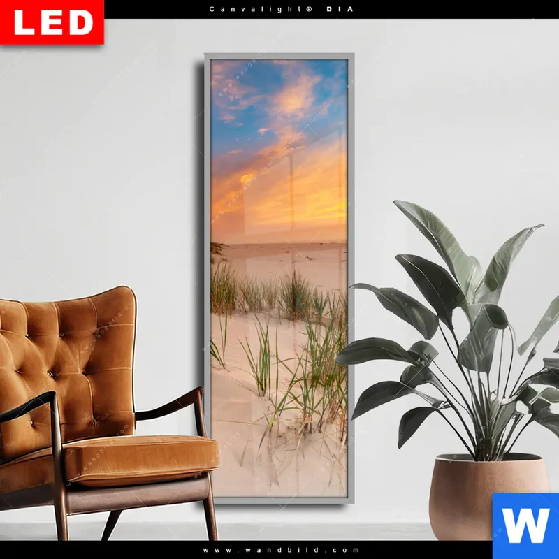 Wechselmotiv Acrylglas Canvalight® DIA | Abendlicht an der Küste | Schmal