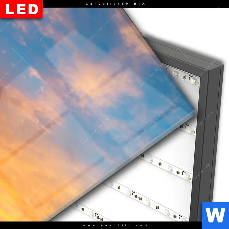 Wechselmotiv Acrylglas Canvalight® DIA | Abendlicht an der Küste | Schmal