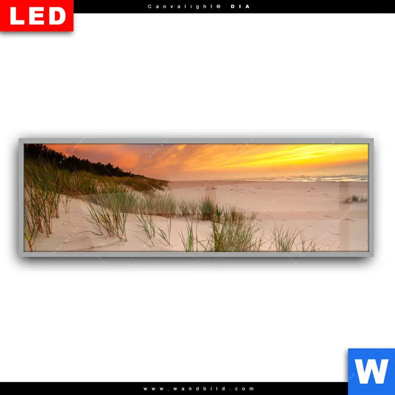 Leuchtbild Acrylglas Canvalight® DIA | Abendlicht an der Küste | Panorama