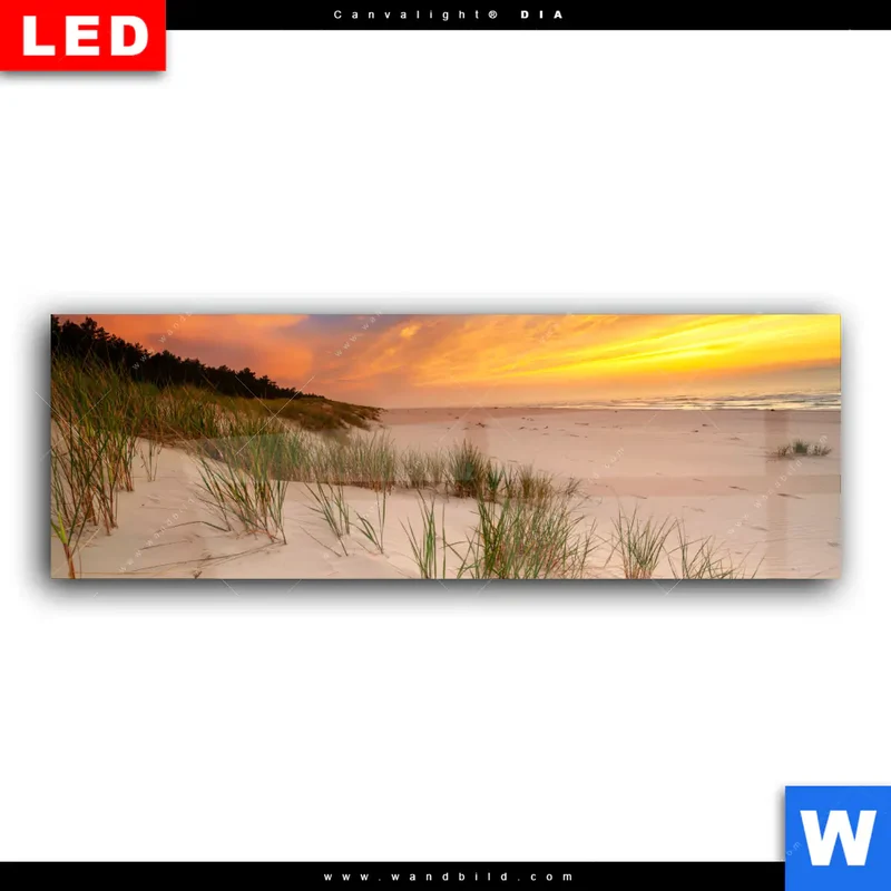 Wechselmotiv Acrylglas Canvalight® DIA | Abendlicht an der Küste | Panorama