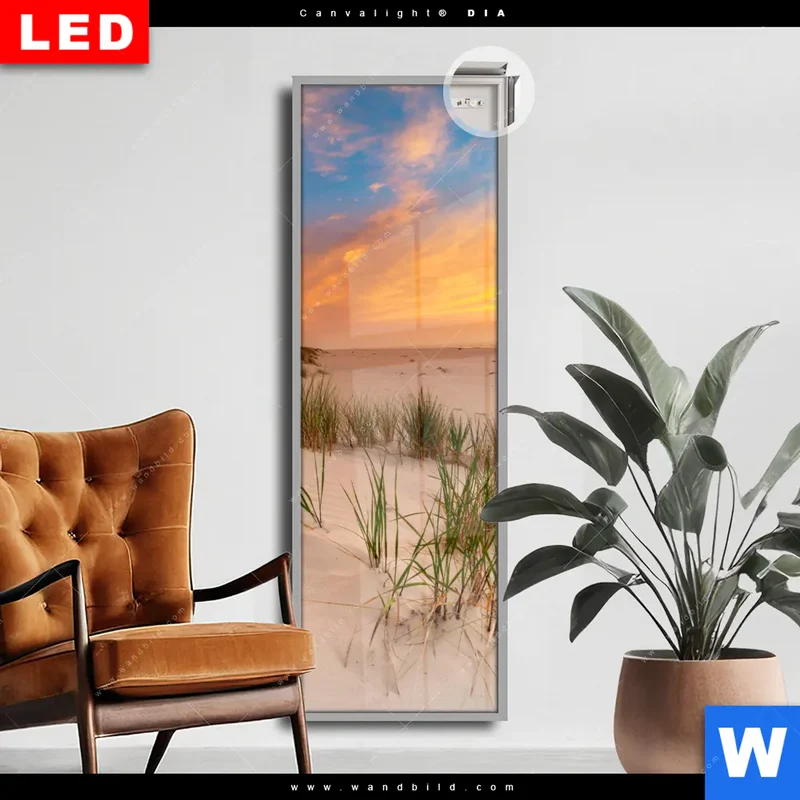 Leuchtbild Acrylglas Canvalight® DIA | Abendlicht an der Küste | Schmal
