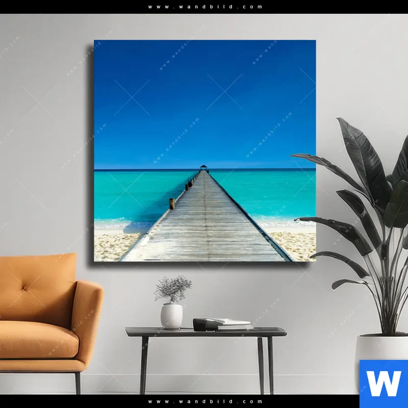 Leinwandbild | Steg ins endlose Blau | Quadrat
