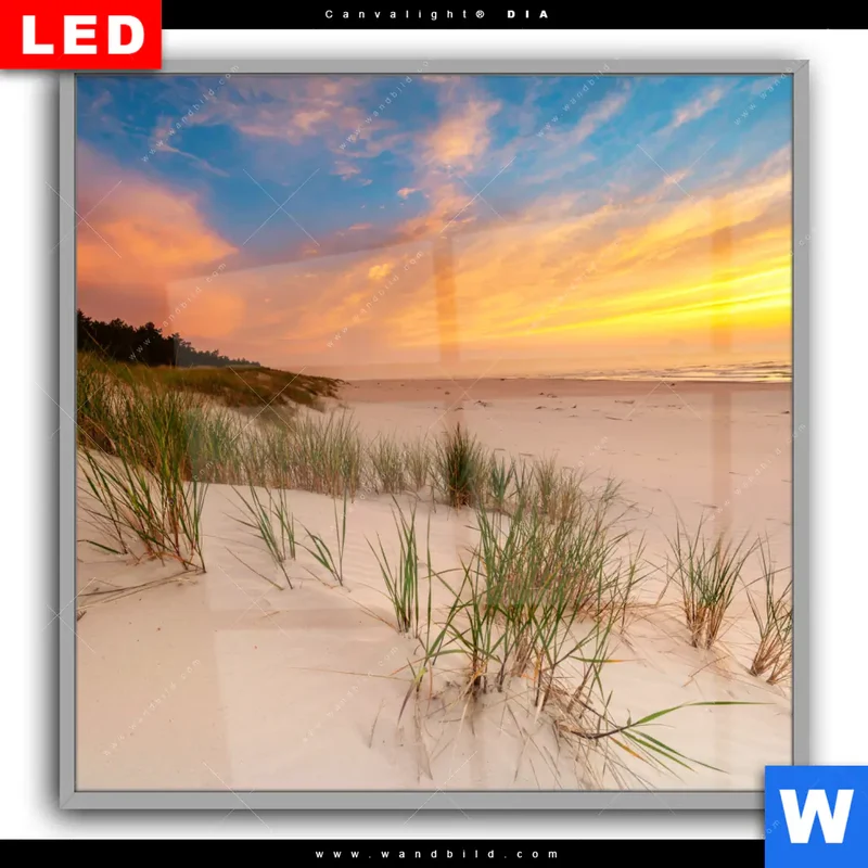 Leuchtbild Acrylglas Canvalight® DIA | Abendlicht an der Küste | Quadrat