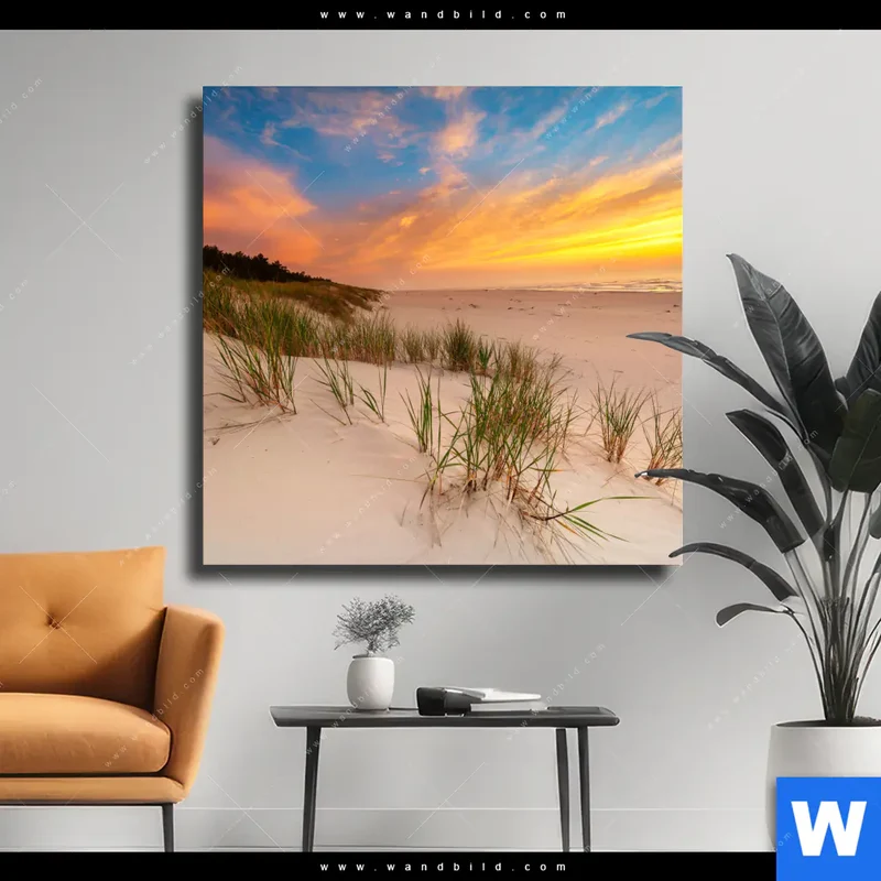 Leinwandbild | Abendlicht an der Küste | Quadrat