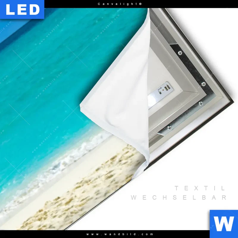 Canvalight® Leuchtbild | Steg ins endlose Blau | Panorama