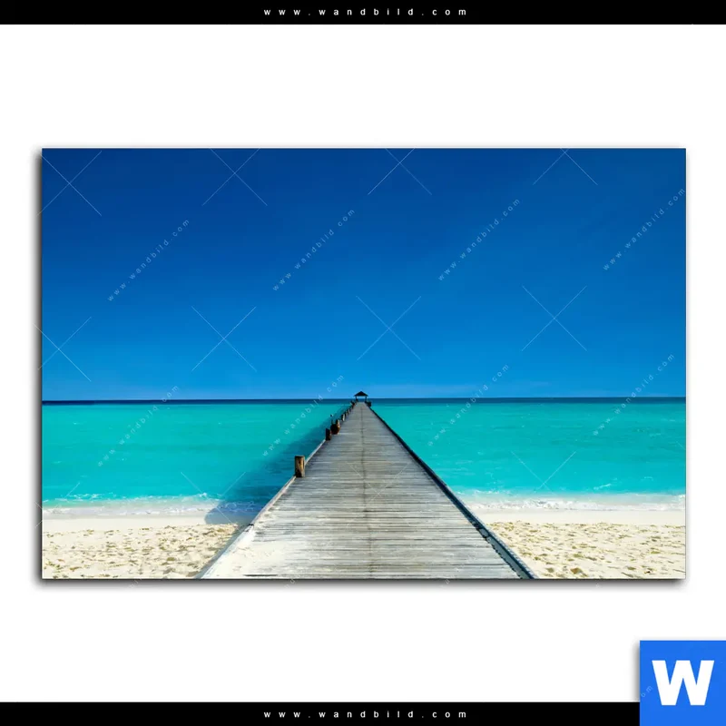 Acrylglasbild | Steg ins endlose Blau | Querformat