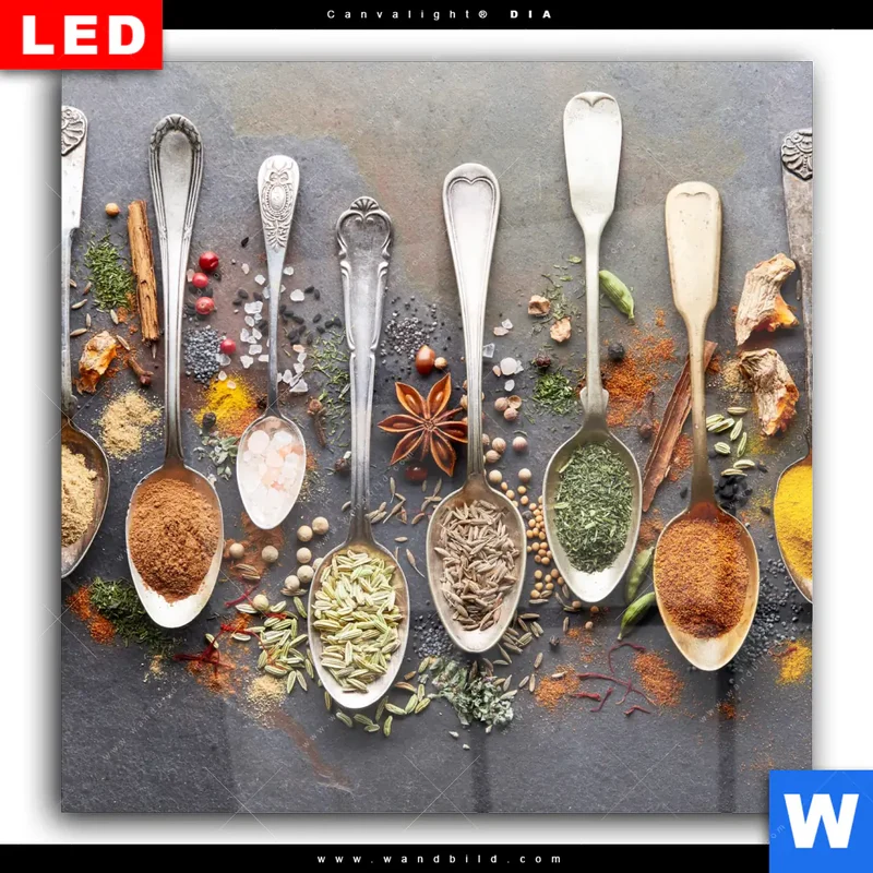 Wechselmotiv Acrylglas Canvalight® DIA | Gewürzvielfalt aus aller Welt | Quadrat