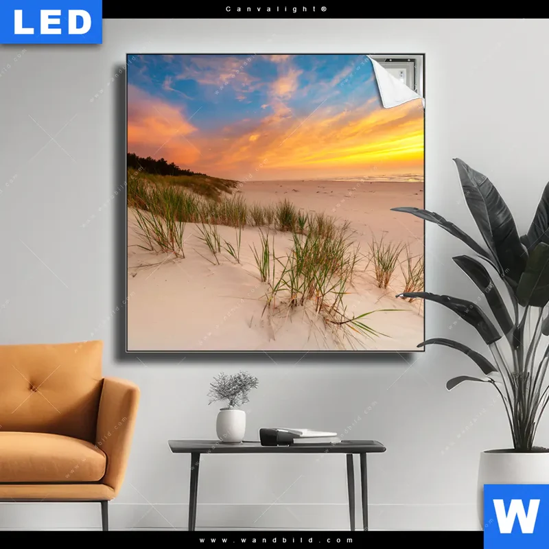 Canvalight® Leuchtbild | Abendlicht an der Küste | Quadrat