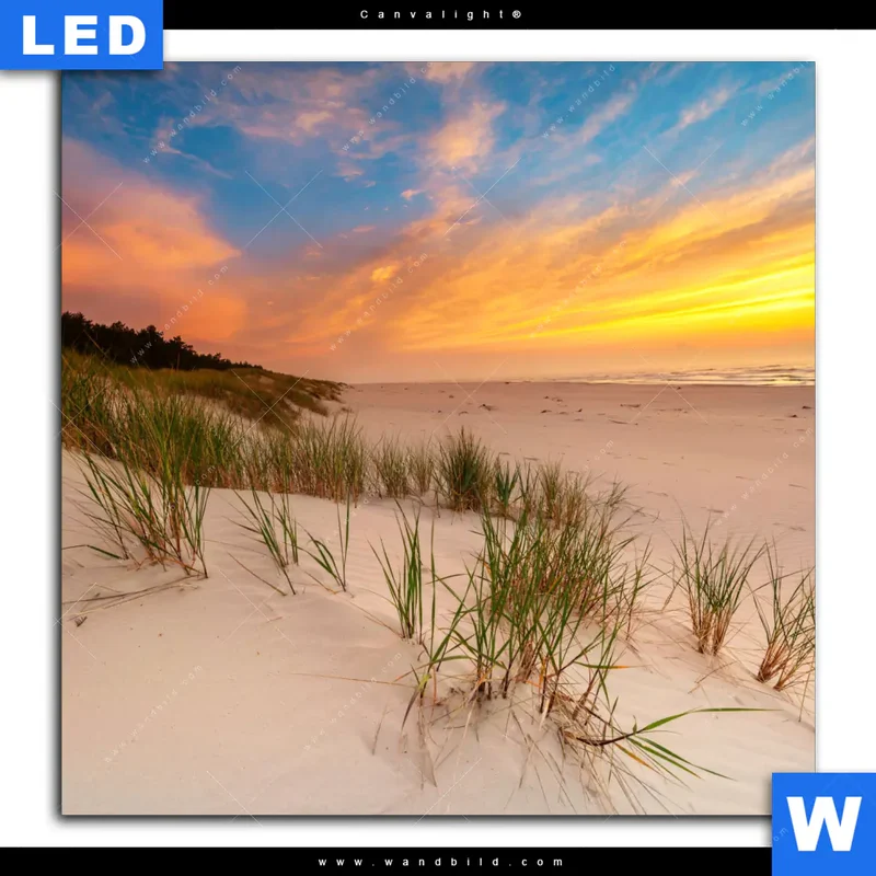 Canvalight® Leuchtbild | Abendlicht an der Küste | Quadrat