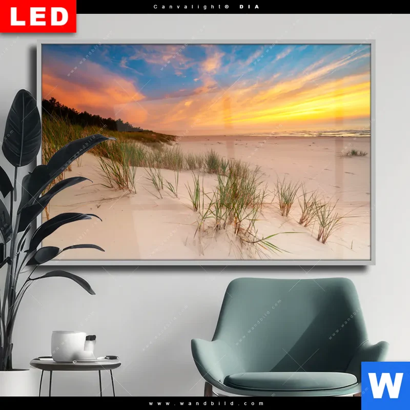 Wechselmotiv Acrylglas Canvalight® DIA | Abendlicht an der Küste | Querformat