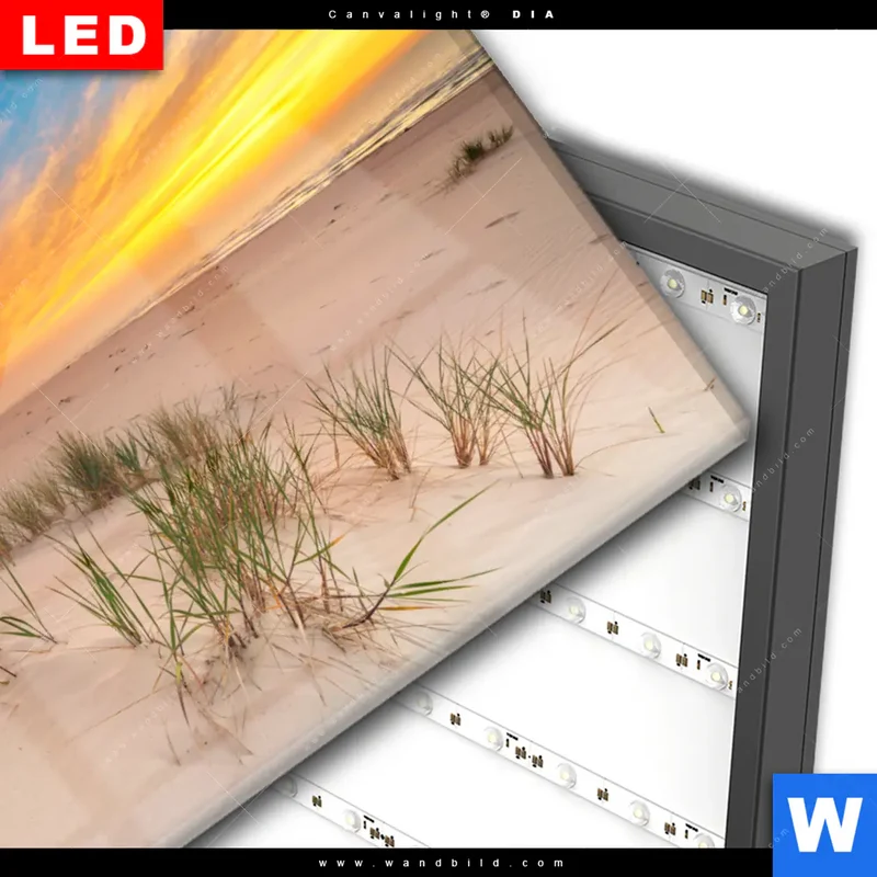 Wechselmotiv Acrylglas Canvalight® DIA | Abendlicht an der Küste | Querformat