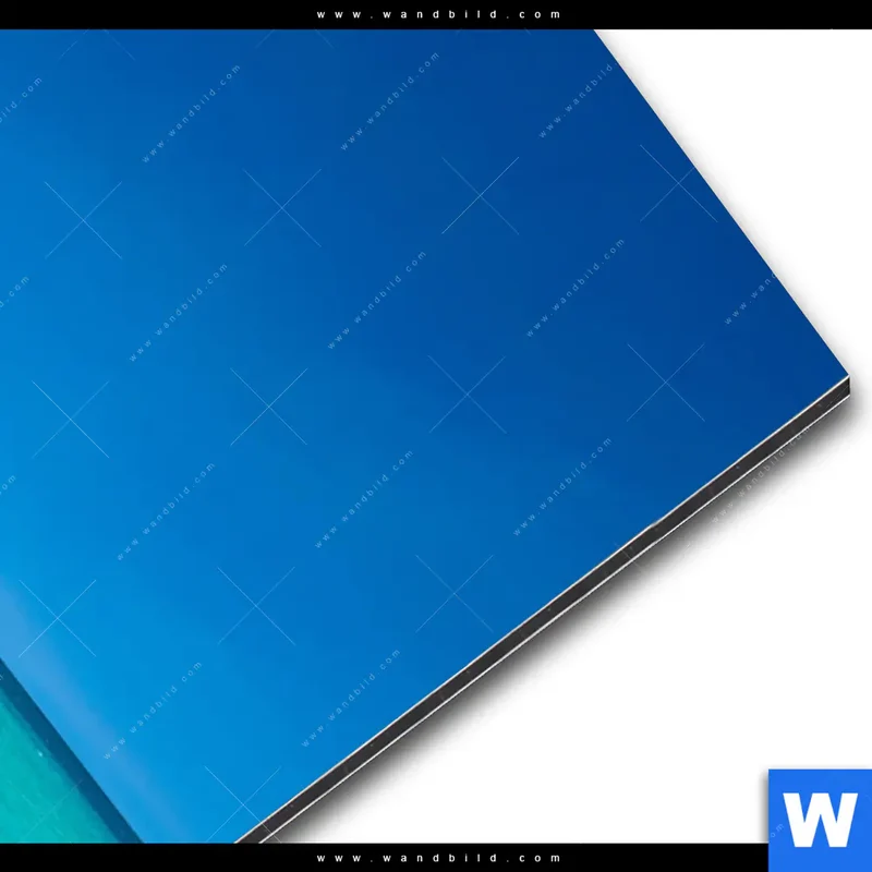 Alu-Dibond Bild | Steg ins endlose Blau | Hochformat