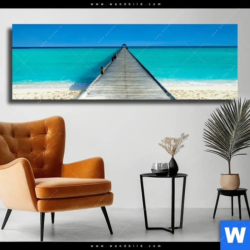 Leinwandbild | Steg ins endlose Blau | Panorama