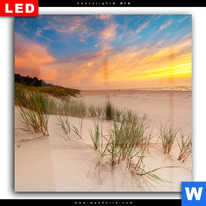 Wechselmotiv Acrylglas Canvalight® DIA | Abendlicht an der Küste | Quadrat
