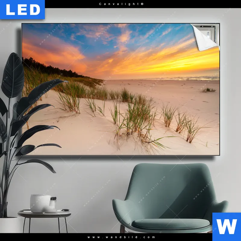 Canvalight® Leuchtbild | Abendlicht an der Küste | Querformat