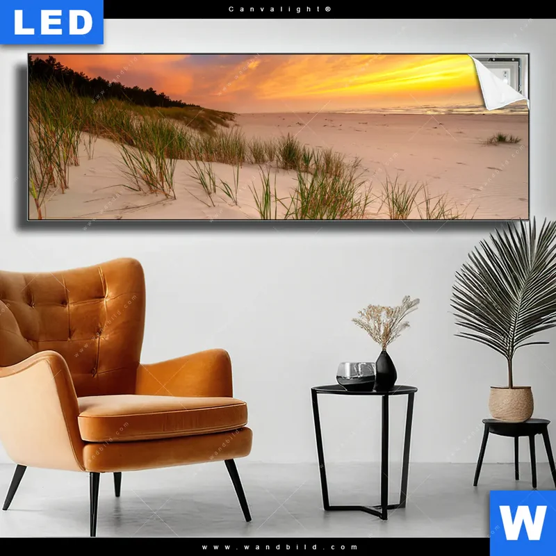 Canvalight® Leuchtbild | Abendlicht an der Küste | Panorama