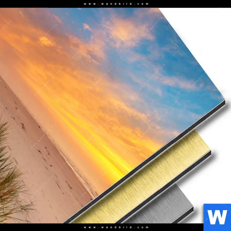 Aluminiumbild gebürstet | Abendlicht an der Küste | Hochformat