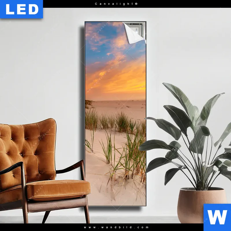Canvalight® Leuchtbild | Abendlicht an der Küste | Schmal
