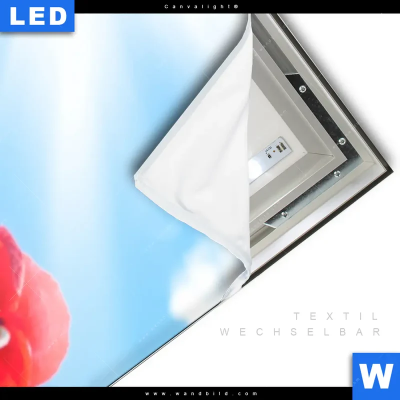 Canvalight® Leuchtbild | Mohnblüten unter sommerlichem Himmel | Schmal