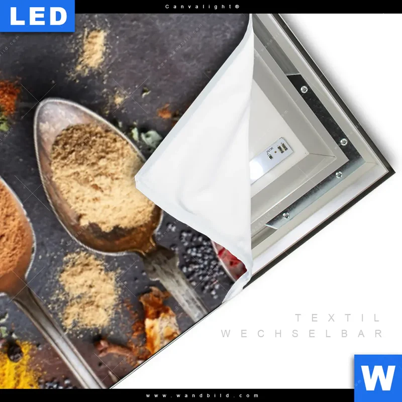 Canvalight® Leuchtbild | Gewürzvielfalt aus aller Welt | Schmal