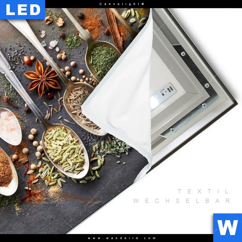 Canvalight® Leuchtbild | Gewürzvielfalt aus aller Welt | Quadrat