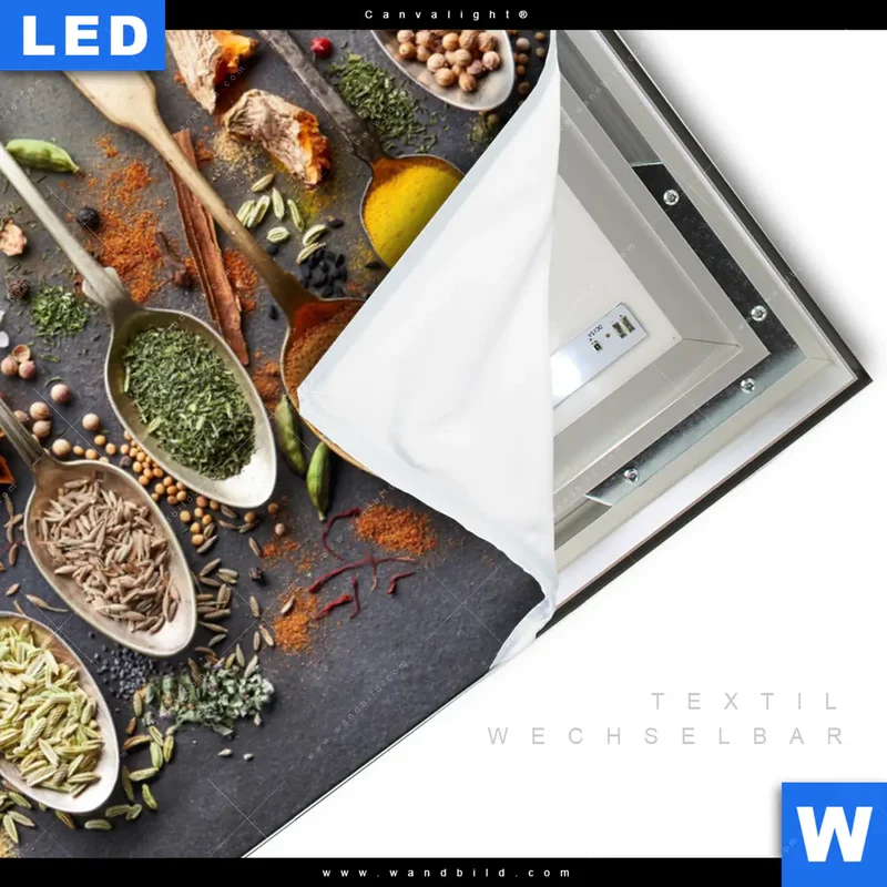 Canvalight® Leuchtbild | Gewürzvielfalt aus aller Welt | Querformat
