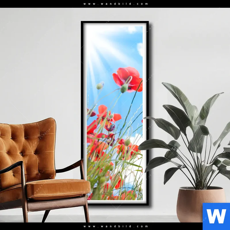 Poster | Mohnblüten unter sommerlichem Himmel | Schmal