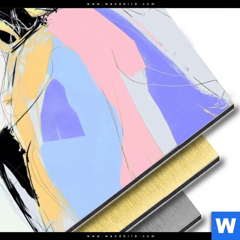 Aluminiumbild gebürstet | Verträumter Blick einer Frau | Querformat