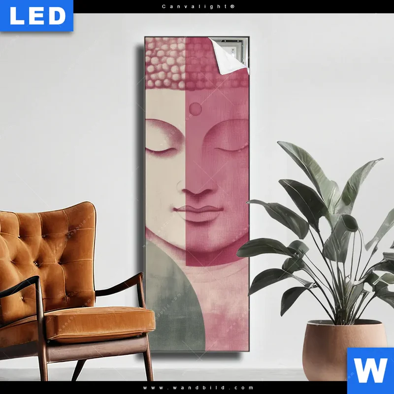 Canvalight® Leuchtbild | Buddha in sanfter Balance | Schmal