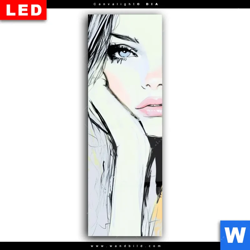 Wechselmotiv Acrylglas Canvalight® DIA | Verträumter Blick einer Frau | Schmal