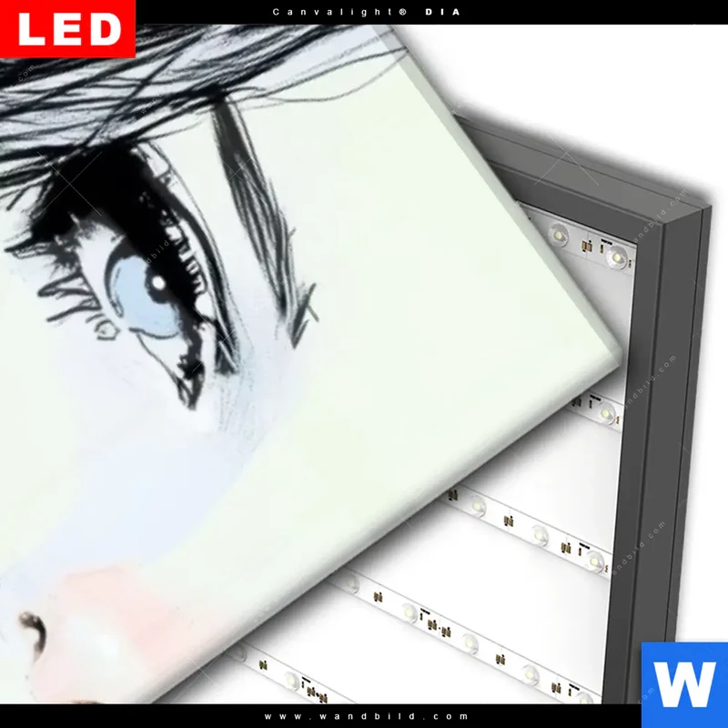 Wechselmotiv Acrylglas Canvalight® DIA | Verträumter Blick einer Frau | Schmal