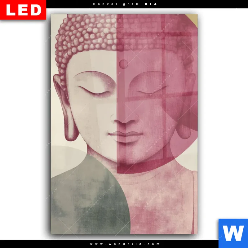 Wechselmotiv Acrylglas Canvalight® DIA | Buddha in sanfter Balance | Hochformat