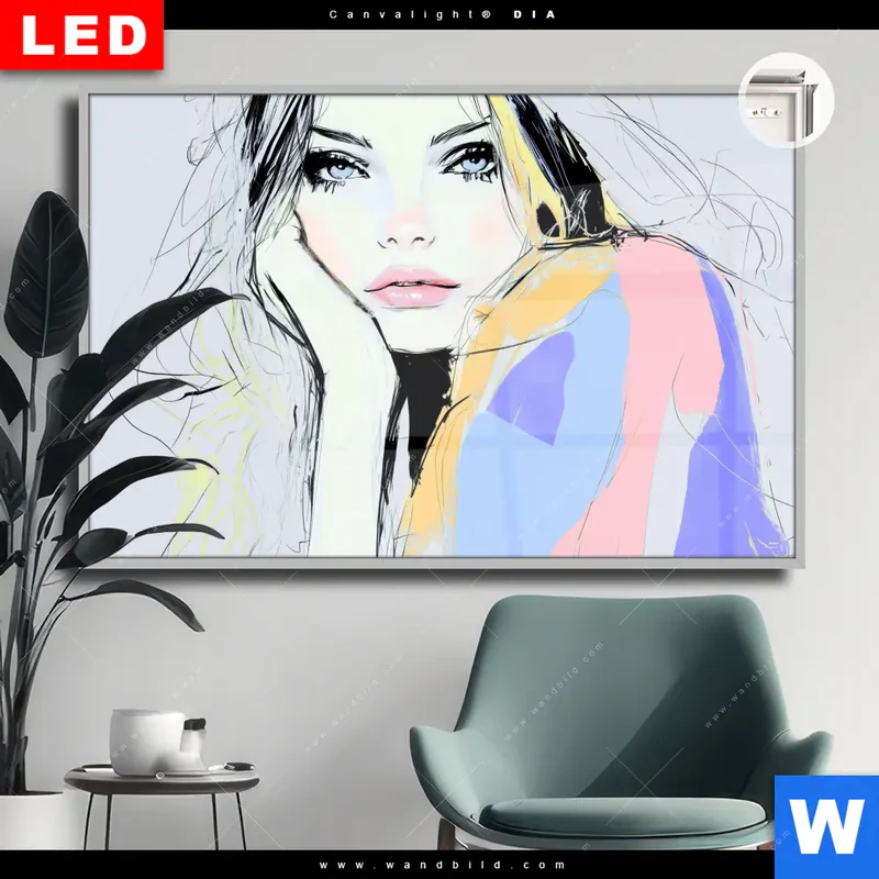 Leuchtbild Acrylglas Canvalight® DIA | Verträumter Blick einer Frau | Querformat