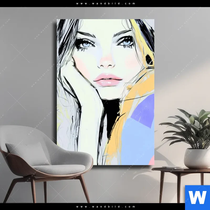 Leinwandbild | Verträumter Blick einer Frau | Hochformat