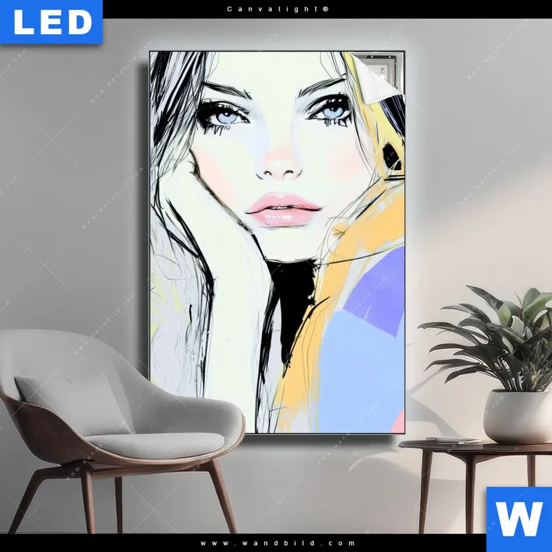 Canvalight® Leuchtbild | Verträumter Blick einer Frau | Hochformat